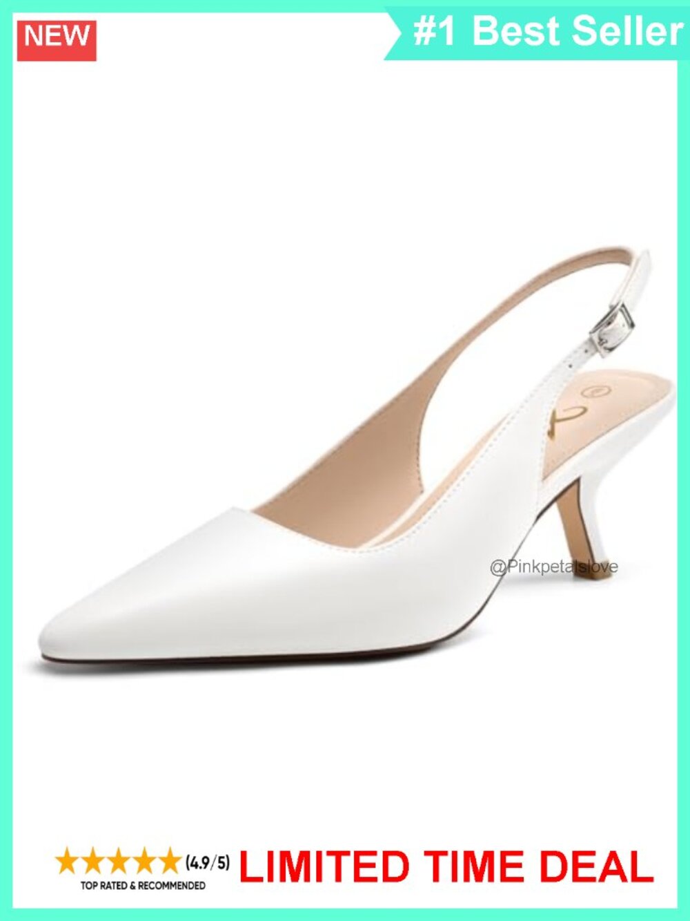 Kitten Heel Closed Toe Slingback Pumps Faux Leather